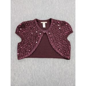 Nanette Lepore Sweater Womens Medium Purple Sequin Angora Lambswool Bolero Shrug